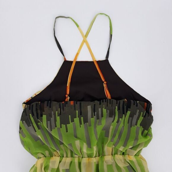 Sugarlips Dress High Low Midi Strappy Colorful Rainbow Jagged Striped Sz S - Picture 5 of 10